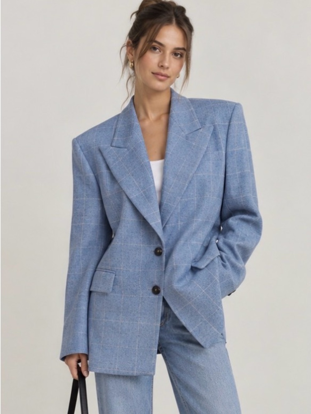 Escada blue pure new wool button front Blazer